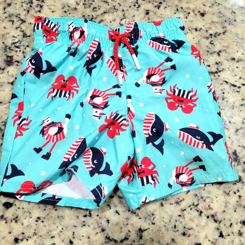 Kids Nautical Print Swim Shorts sz 3T